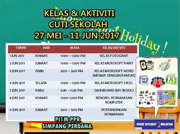 jadual aktiviti cuti sekolah